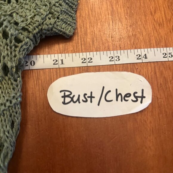 Dressbarn Crochet Knit Green Short-Sleeve Open-Front Cardigan Sweater shrug M - Picture 3 of 7